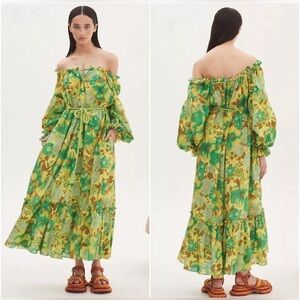 Alemais Wrenly Floral Midi Dress Green US 2